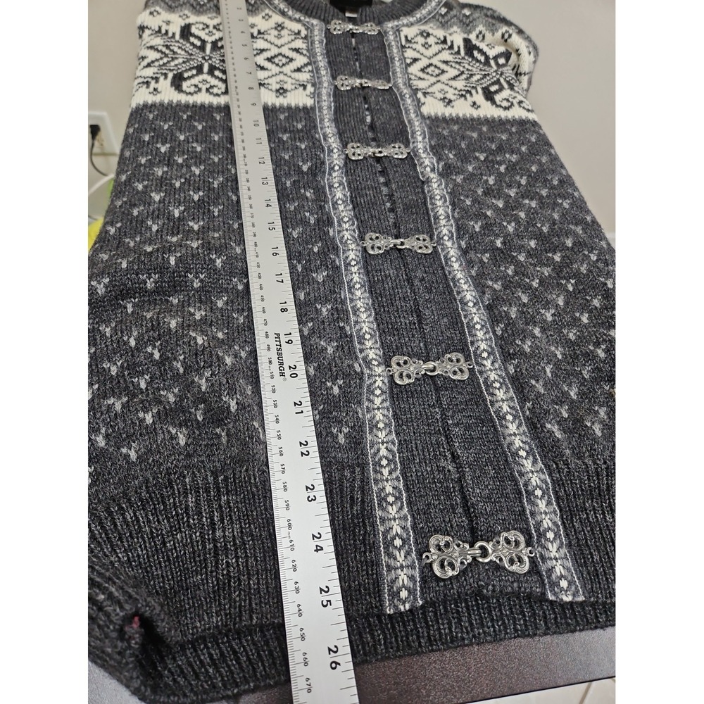 Gjestal exclusive Norwegian Wool Cardigan Sweater Pewter Hook & Eye Closures Xl - Picture 9 of 11